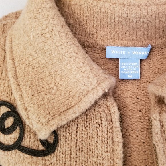 White + Warren Women's M Vintage Style Coffee w/ Swirls Wool Sweater w/ Zip - Picture 7 of 7
